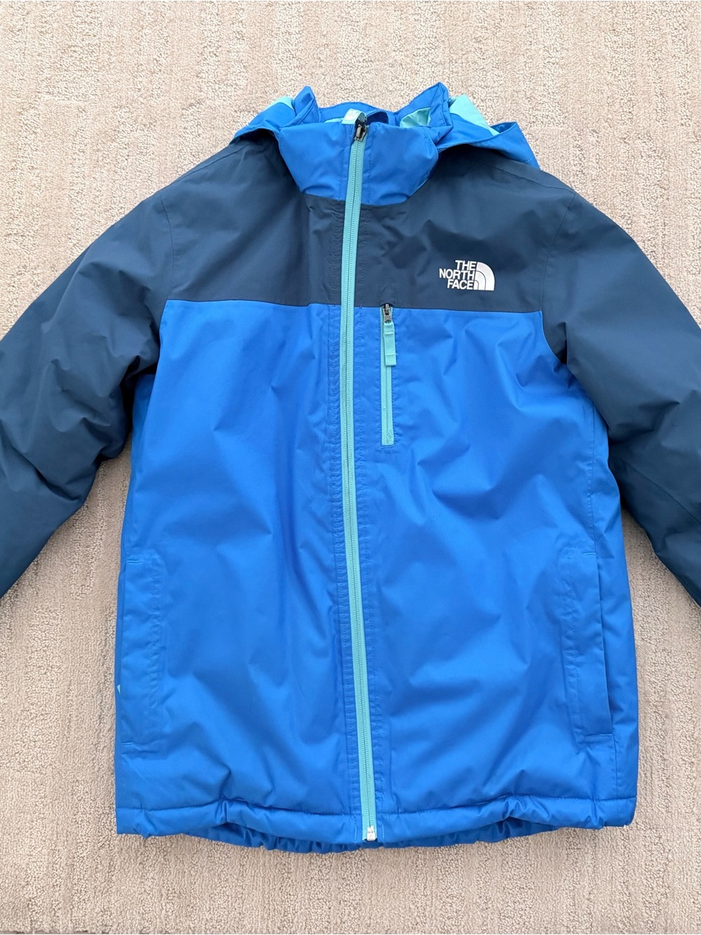 The North Face Blue and Navy Kids' Hooded Rain Jacket